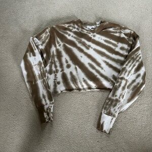 Good American Tie Dye Sweatshirt Size M Green/White Cropped